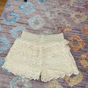 Ivory floral shorts